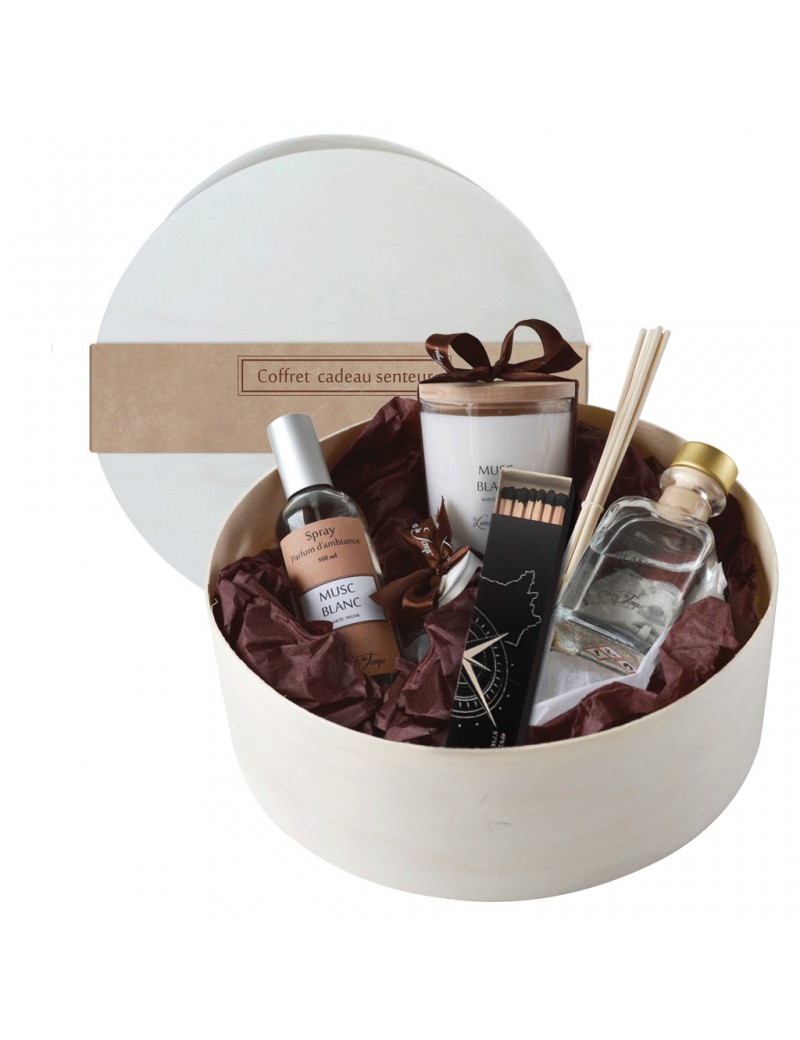 Grand coffret rond bougies et diffuseurs cachemire | Les Lumières du Temps