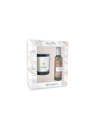 Coffret Bougie 180 g + Spray 100 ml Café