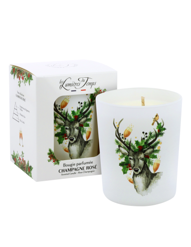 Bougie Traditions Enchantées 180 g Champagne Rosé Collection de Noël Les Lumières du Temps