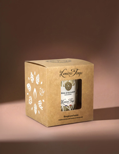 Bougie Végétale 180 g Bois d'Olivier livrée dans sa boîte