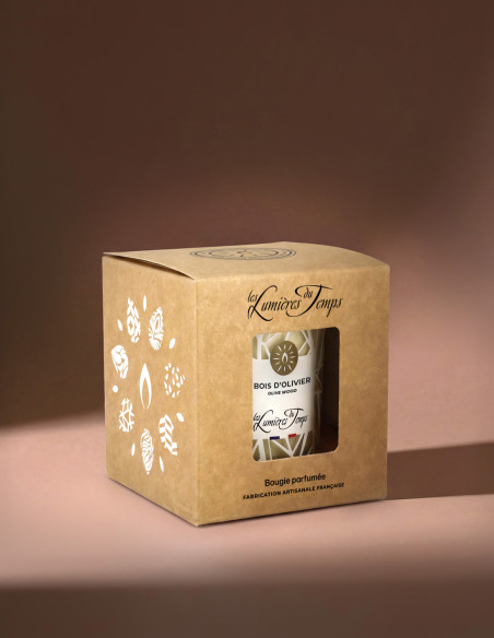 Bougie Végétale 180 g Bois d'Olivier livrée dans sa boîte