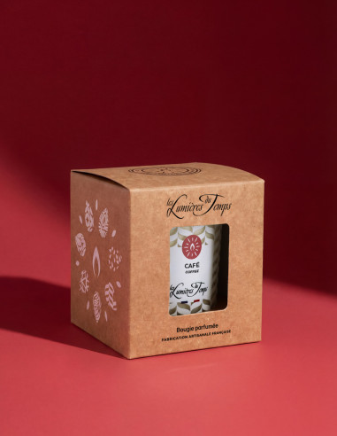 Bougie Végétale 180 g parfum Café ; cire végétale, parfum de Grasse, mèche en coton, Fabrication Française.