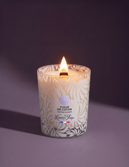 Bougie Végétale 180 g Mèche en Bois parfum iconique et doux de Fleur de Coton