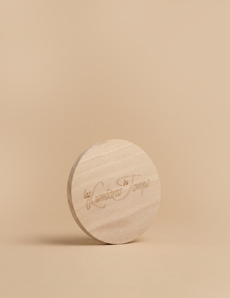Couvercle en bois plat pour mettre sur une bougie parfumée 180 g