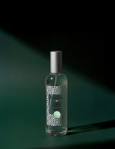 Spray d'Ambiance 100 ml Citron et Basilic ; un duo de parfum tonique et vivifiant