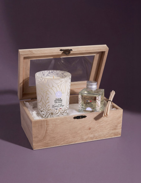 Coffret bougie parfumée et diffuseur de parfum Fleur de Tiaré – parfum maison exotique