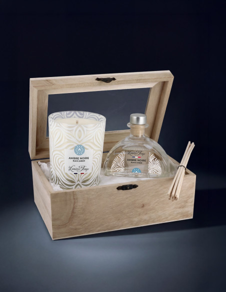 Coffret Bois Bougie 180 g et Diffuseur 100 ml Ambre Noire
