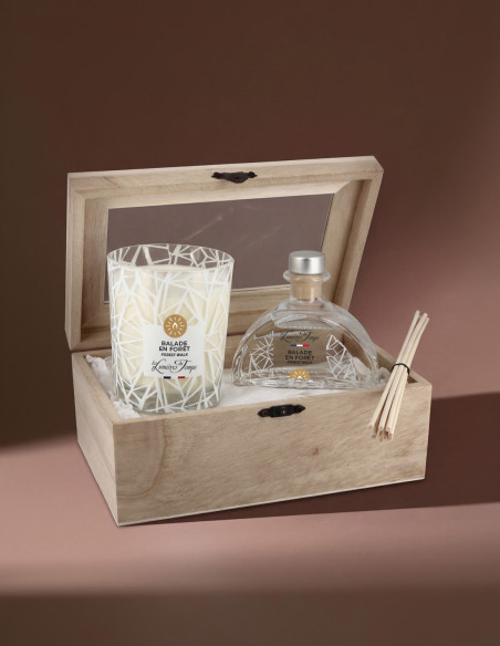 Coffret Bois Bougie 180 g et Diffuseur de parfum 100 ml Balade en Forêt