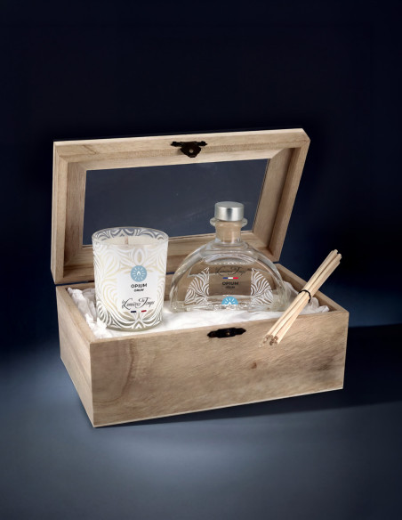 Coffret Bois Diffuseur 100 ml et Bougie 90 g Opium