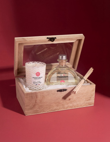 Coffret Bois Diffuseur 100 ml et Bougie 90 g Nougat Grillé